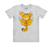 Logoshirt® Garfield I Scratches I T-Shirt Print I Damen & Herren I kurzärmlig I grau-meliert I Lizenziertes Originaldesign I Größe XL