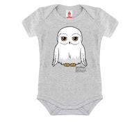 Logoshirt® Harry Potter I Eule I Hedwig I Baby Body Print I Kurzarm I Kleinkind I Mädchen & Jungen I grau I Lizenziertes Originaldesign I Größe 86/92