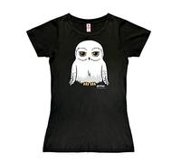 Logoshirt® Harry Potter I Eule I Hedwig I T-Shirt Print I Damen I kurzärmlig I schwarz I Lizenziertes Originaldesign I Größe L
