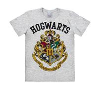 Logoshirt® Harry Potter I Hogwarts I Wappen I T-Shirt Print I Damen & Herren I kurzärmlig I grau meliert I Lizenziertes Originaldesign I Größe XS