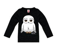 Logoshirt® Harry Potter I Eule I Hedwig I Langarmshirt Print I Kinder I Mädchen & Jungen I schwarz I Lizenziertes Originaldesign I Größe 92-98