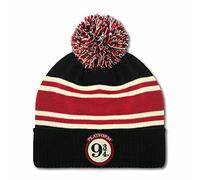 Logoshirt®️ Harry Potter I Hogwarts Express I Gleis 9 3/4 I Logo I Bommelmütze I Winter I Damen & Herren I gestrickt I Bestickt I schwarz/dunkelrot/Weiss I Lizenziertes Originaldesign