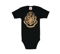 Logoshirt® Harry Potter I Hogwarts I Emblem I Baby Body Print I Kurzarm I Kleinkind I Mädchen & Jungen I schwarz I Lizenziertes Originaldesign I Größe 86/92