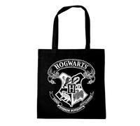 Logoshirt® Harry Potter I Hogwarts I Logo Weiss I Baumwolltasche I schwarz I Lizenziertes Originaldesign