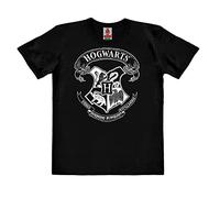 Logoshirt®️ Harry Potter I Hogwarts I Logo Weiss I Bio T-Shirt Print I Kinder I Mädchen & Jungen I kurzärmlig I schwarz I Lizenziertes Originaldesign I Größe 152