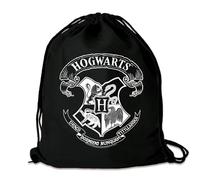 Logoshirt® Harry Potter I Hogwarts I Logo Weiss I Turnbeutel I Stoffbeutel I Stoffrucksack I bedruckt I schwarz I AZO-free I stabiler Kordelzug I Lizenziertes Design