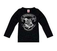 Logoshirt® Harry Potter I Hogwarts I Wappen I Logo Weiss I Langarmshirt Print I Kinder I Mädchen & Jungen I langärmlig I schwarz I Lizenziertes Originaldesign I Größe 176