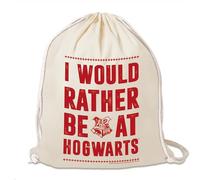 Logoshirt® Harry Potter I I Would Rather Be At Hogwarts I Stoffbeutel I bedruckt I natur I AZO-free I stabiler Kordelzug I Lizenziertes Design