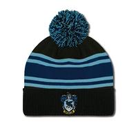 Logoshirt®️ Harry Potter I Ravenclaw I Logo I Bommelmütze I Winter I Damen & Herren I gestrickt I Bestickt I schwarz/blau/hellblau I Lizenziertes Originaldesign