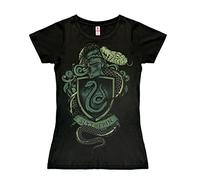 Logoshirt® Harry Potter I Slytherin I Wappen I Logo I Schlange I T-Shirt Print I Damen I kurzärmlig I schwarz I Lizenziertes Originaldesign I Größe XS