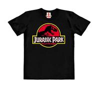 Logoshirt®️ Jurassic Park I T-Rex I Logo I Bio T-Shirt Print I Kinder I Mädchen & Jungen I kurzärmlig I schwarz I Lizenziertes Originaldesign I Größe 152