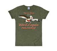 Logoshirt® Looney Tunes I Wile E. Coyote I Ready, Set, Zoom | T-Shirt Print | Damen & Herren | kurzärmlig | dunkelgrün | Lizenziertes Originaldesign | Größe M