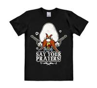 Logoshirt® Looney Tunes I Yosemite Sam I Cowboy I Say Your Prayers I T-Shirt Print I Damen & Herren I kurzärmlig I schwarz I Lizenziertes Originaldesign I Größe XL