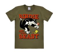 Logoshirt® Looney Tunes I Sylvester & Tweety I Birdie and the Beast I T-Shirt Print I Damen & Herren I kurzärmlig I olivgrün I Lizenziertes Originaldesign I Größe M