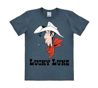 Logoshirt® Lucky Luke I Portrait I T-Shirt Print I Damen & Herren I kurzärmlig I blau I Lizenziertes Originaldesign I Größe M