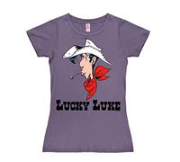 Logoshirt® Lucky Luke I Portrait I T-Shirt Print I Damen I kurzärmlig I Lavendel I Lizenziertes Originaldesign I Größe M