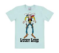 Logoshirt® Lucky Luke I Showdown I T-Shirt Print I Damen & Herren I kurzärmlig I hellblau I Lizenziertes Originaldesign I Größe XS