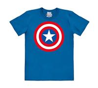 Logoshirt® Marvel Comics I Captain America I Schild Logo I T-Shirt Print I Damen & Herren I kurzärmlig I blau I Lizenziertes Originaldesign I Größe XL