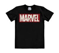 Logoshirt® Marvel Comics I Marvel Logo I Comic Block I T-Shirt Print I Damen & Herren I kurzärmlig I schwarz I Lizenziertes Originaldesign I Größe XL