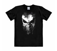 Logoshirt® Marvel Comics I Punisher I Striped Skull I T-Shirt Print I Damen & Herren I kurzärmlig I schwarz I Lizenziertes Originaldesign I Größe L