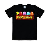 Logoshirt® Pac-Man I Ghosts I Chase I T-Shirt Print I Damen & Herren I kurzärmlig I schwarz I Lizenziertes Originaldesign I Größe L