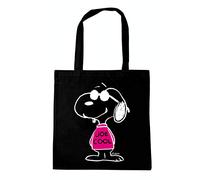 Logoshirt® Peanust I Snoopy I Joe Cool Pink I Wiederverwendbare Tasche I Stofftasche I Baumwolltasche I Bedruckt I 100% Baumwolle I mit Langen Tragegriffen I schwarz I Lizenziertes Originaldesign