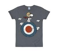 T-Shirt LOGOSHIRT "Peanuts - Snoopy Pilot", Herren, Gr. L, grau, 100% Baumwolle, bedruckt, casual, normal, Rundhals, Kurzarm, Shirts, mit lizenziertem Print (71816263-L) grau