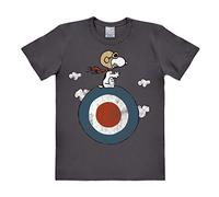 Logoshirt® Peanuts I Snoopy I Pilot I Target I T-Shirt Print I Damen & Herren I kurzärmlig I grau I Lizenziertes Originaldesign I Größe L