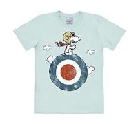 Logoshirt® Peanuts I Snoopy I Pilot I Target I T-Shirt Print I Damen & Herren I kurzärmlig I hellblau I Lizenziertes Originaldesign I Größe M