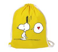 Logoshirt® Peanuts I Snoopy In Love I Stoffbeutel I bedruckt I gelb I AZO-free I stabiler Kordelzug I Lizenziertes Design