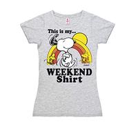 Logoshirt®️ - Comics - Peanuts - Snoopy & Woodstock - Weekend Shirt - T-Shirt Damen - grau-meliert - Lizenziertes Originaldesign, Größe L