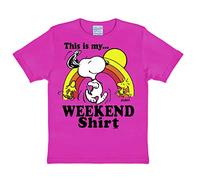 Logoshirt® Peanuts I Snoopy & Woodstock I Weekend Shirt I T-Shirt Print I Kinder I Mädchen & Jungen I kurzärmlig I pink I Lizenziertes Originaldesign I Größe 158/164