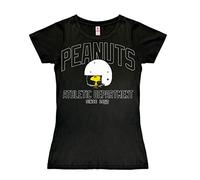 Logoshirt® Peanuts I Woodstock I Athletic Department I T-Shirt Print I Damen I kurzärmlig I schwarz I Lizenziertes Originaldesign I Größe XS