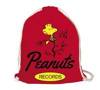 Logoshirt® Peanuts I Woodstock I Records I Stoffbeutel I bedruckt I rot I AZO-free I stabiler Kordelzug I Lizenziertes Design
