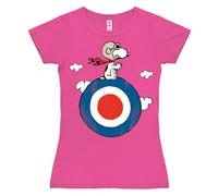 Logoshirt® Peanuts Snoopy Pilot Target T-Shirt Damen violett | Offiziell lizenzierter Snoopy-Fanartikel, lustiges Comic T-Shirt, hochwertiger Print, 100% Baumwolle, ideal für Peanuts-Fans