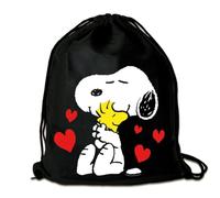 Logoshirt® Peanuts I Snoopy & Woodstock I Best Friends I Stoffbeutel I bedruckt I schwarz I AZO-free I stabiler Kordelzug I Lizenziertes Design