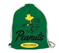 Logoshirt® Peanuts Woodstock Records Stoffbeutel Kordelzug grün