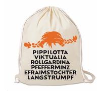Logoshirt® Pippi Langstrumpf I Name I Stoffbeutel I bedruckt I natur I AZO-free I stabiler Kordelzug I Lizenziertes Design