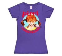 Logoshirt® Pippi Langstrumpf I Portrait I T-Shirt Print I Damen I kurzärmlig I violett I Lizenziertes Originaldesign I Größe XS