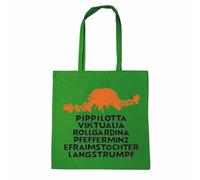 Logoshirt® Pippi Langstrumpf Name Baumwolltasche grün 38x42 cm