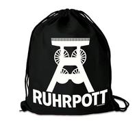 Logoshirt® Ruhrpott I Förderturm I Stoffbeutel I bedruckt I schwarz I AZO-free I stabiler Kordelzug I Lizenziertes Design