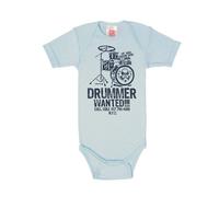 Body LOGOSHIRT, Jungen, Gr. 74/80, EURO-Größen, blau, 100% Baumwolle, bedruckt, normal, Rundhals, Bodys Body, mit Drummer Wanted-Frontdruck (49307621-74) blau