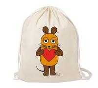 Logoshirt® Sendung mit der Maus I Maus I Herz I Stoffbeutel I bedruckt I natur I AZO-free I stabiler Kordelzug I Lizenziertes Design
