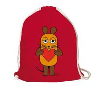Logoshirt® Sendung mit der Maus I Maus I Herz I Stoffbeutel I bedruckt I rot I AZO-free I stabiler Kordelzug I Lizenziertes Design