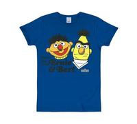 Logoshirt® Sesamstrasse I Ernie & Bert I Havin' Fun I T-Shirt Print I Damen & Herren I kurzärmlig I blau I Lizenziertes Originaldesign I Größe L