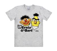 Logoshirt® Sesamstraße I Ernie und Bert I T-Shirt Print I Damen & Herren I kurzärmlig I grau-meliert I Lizenziertes Originaldesign I Größe 5XL