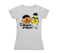 Logoshirt Sesamstrasse - Ernie & Bert Havin' Fun T-Shirt Damen - grau-meliert - Lizenziertes Originaldesign, Größe S