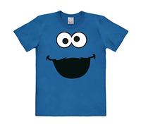 Logoshirt® Sesamstrasse I Krümelmonster Gesicht l T-Shirt Print I Damen & Herren I kurzärmlig I blau I Lizenziertes Originaldesign I Größe 4XL