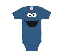 Logoshirt® Sesamstrasse I Krümelmonster I Gesicht I Baby-Body Kurzarm - Motiv I blau I Lizenziertes Originaldesign I Größe 86/92