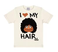 Logoshirt® Sesamstrasse I Love My Hair T-Shirt Kinder | Offiziell lizenzierter Sesamstrasse-Fanartikel, 100% Baumwolle, Segi-Motiv mit lockigem Haar, für Mädchen und Jungen